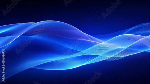 Obraz Abstract blue waves light futuristic modern horizontal design on dark background