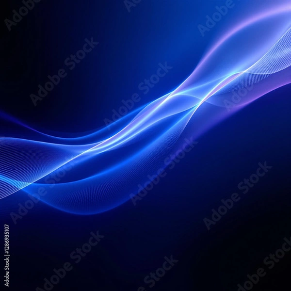 Obraz Abstract blue smooth wave light futuristic modern design on dark background