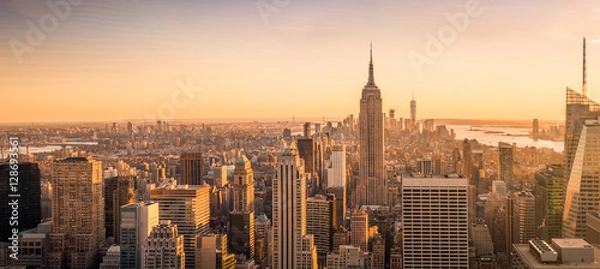 Fototapeta New York City skyline panorama at sunset