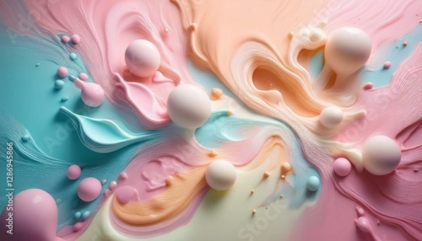 Fototapeta 파스텔 색상의 물감이 섞이며 퍼지는 장면