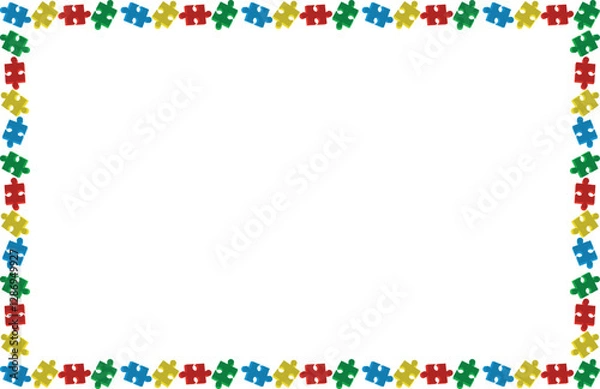 Fototapeta Simbulo autism puzzle frame circular illustration clipart