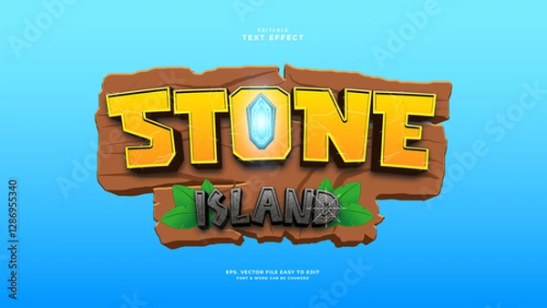 Fototapeta Stone island editable text effect, adventure text style