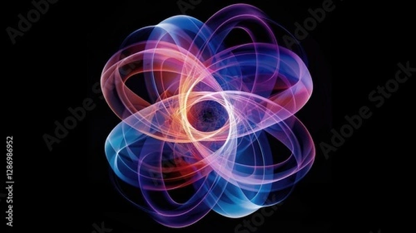 Fototapeta Abstract science theme with vibrant energy and motion in colorful light patterns