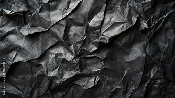 Fototapeta Black folded rumple paper texture for design or background use