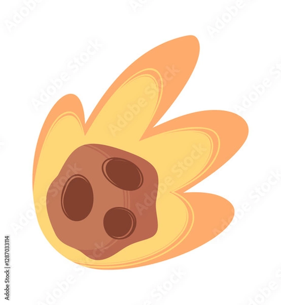 Fototapeta Explosive asteroid glowing tail falling