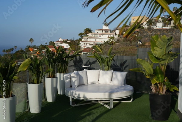 Obraz Gartenbett eines Hauses