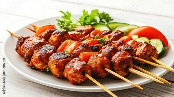 Obraz A Delicious Plate of Rich Indian Malai Kofta Dumplings Deep Fried and Served with Fresh Vegetables