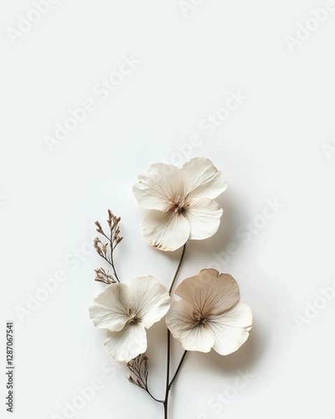 Fototapeta Elegant Arrangement of Dried Flowers on Minimalist Background Generated with AI