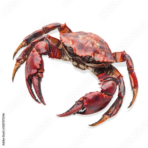 Obraz Red sea crab isolated on transparent background.PNG. AI generative.