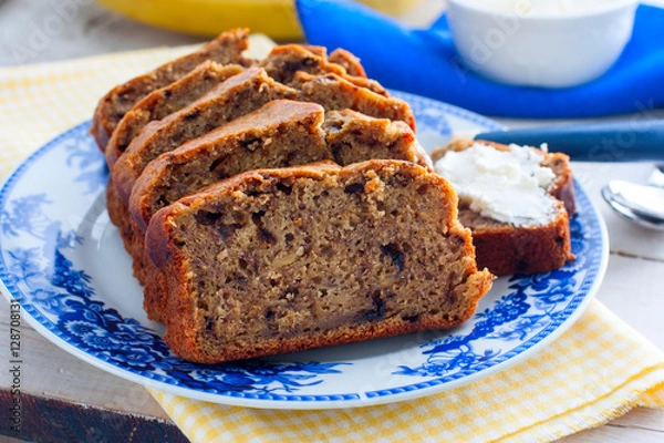 Fototapeta Slices of banana bread for breakfast