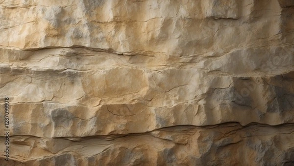 Fototapeta Closeup of a ancient old earthly toned rock surface texture background, wallpaper and backdrop, layered rock and stone textured