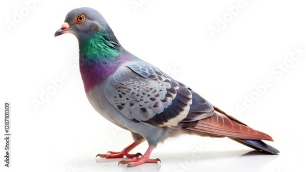 Fototapeta Pigeon, bird, isolated, white background