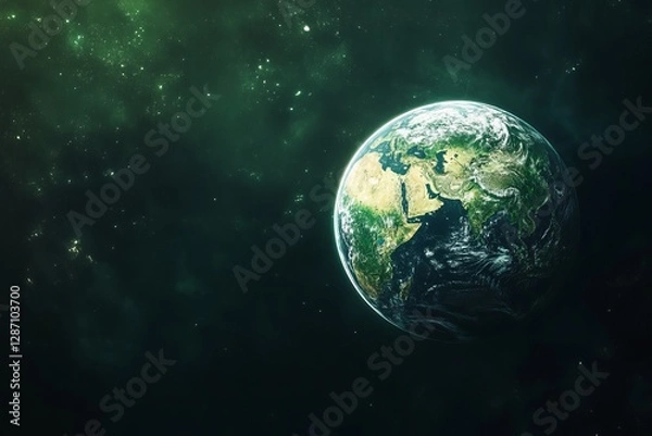 Fototapeta Stunning Green Planet Earth Space View High Resolution Detailed Image Amazing World Globe Nature Background Ecology Environmental Conservation        