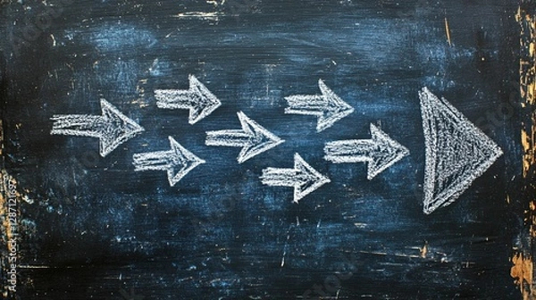 Obraz Chalk Arrows Converging Towards A Larger Arrow