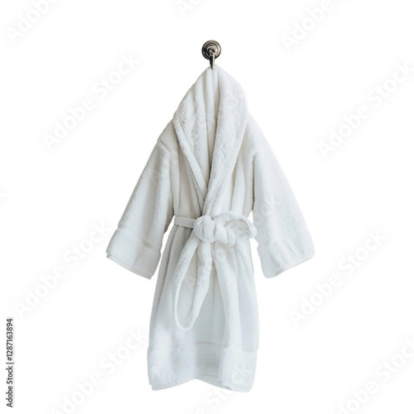 Fototapeta A Soft Fluffy Bathrobe Hanging in a Bathroom Isolated on Transparent Background