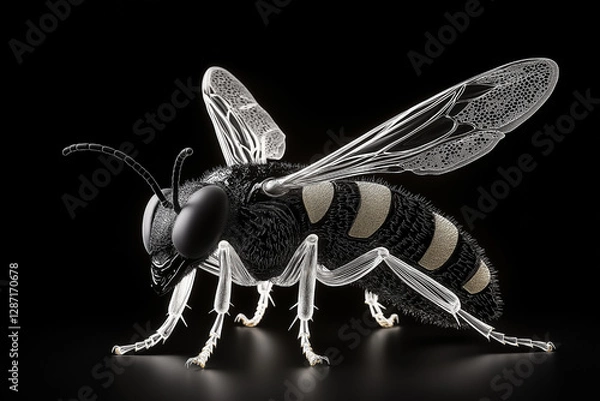 Obraz X-Ray Vision: A Detailed 3D Render of a Bee