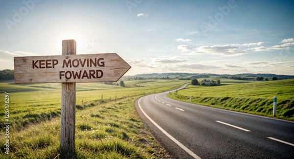 Fototapeta keep moving forward Text