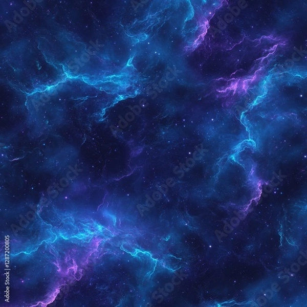 Fototapeta Cosmic Nebula, swirling blue and purple, starfield background, digital art, website texture