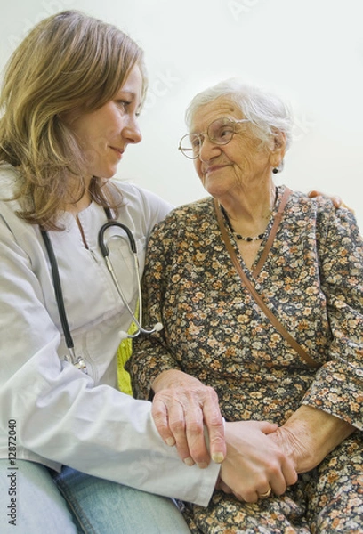 Obraz Old woman and yung doctor