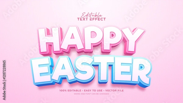 Fototapeta  Editable easter day text effect, cute 3d text style effect