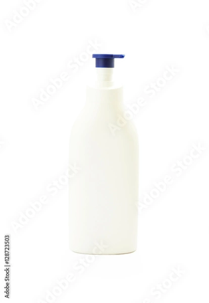 Fototapeta Clean body lotion bottle isolated in white background with clipp