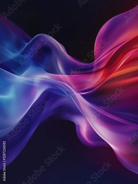 Fototapeta Colorful abstract waves with smooth gradients and dynamic flow showcasing vibrant hues in a dark background. Generative AI