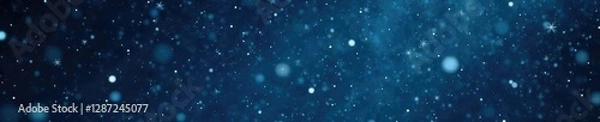 Fototapeta Volumetric snowfall in the darkness of a cold night sky, flakes, dark, white
