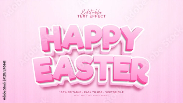 Fototapeta  Editable happy easter text effect, cute 3d text style effect