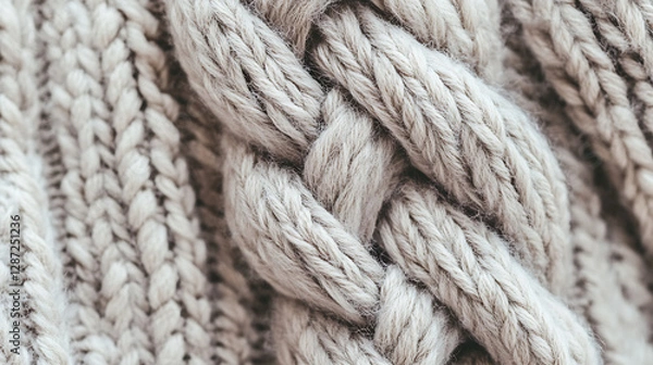 Fototapeta Close-Up of Beige Knitted Fabric Texture