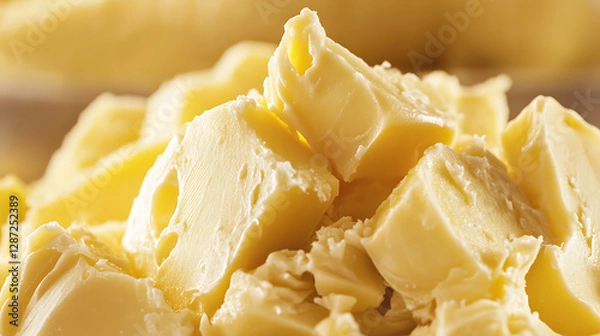Fototapeta Close-Up of Creamy Yellow Butter Cubes