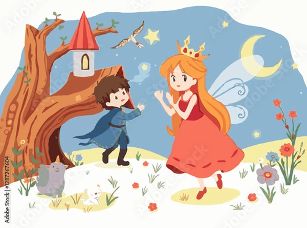 Obraz Enchanting Fairy Tale Illustration for Children's Books