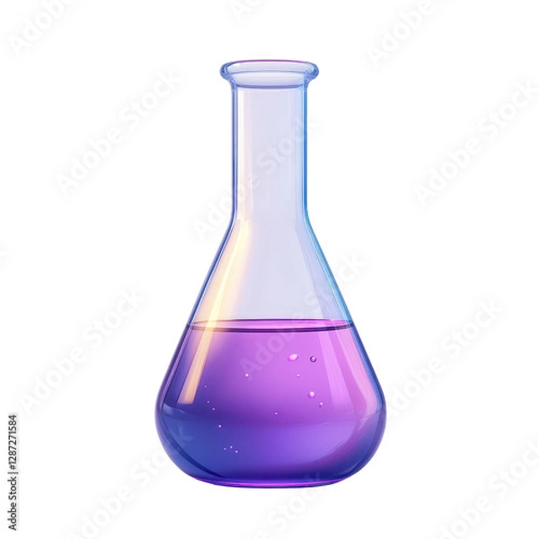 Fototapeta Laboratory Flask with Purple Liquid: A stylized, vibrant image of a laboratory flask filled with a rich, purple liquid.
