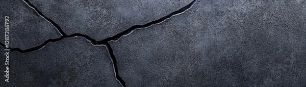 Fototapeta Cracked Texture: A stark, high-contrast image showcases a rough surface marked by a network of deep cracks, hinting at age and resilience.