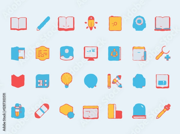 Fototapeta Educational Icons for E-Learning Platforms