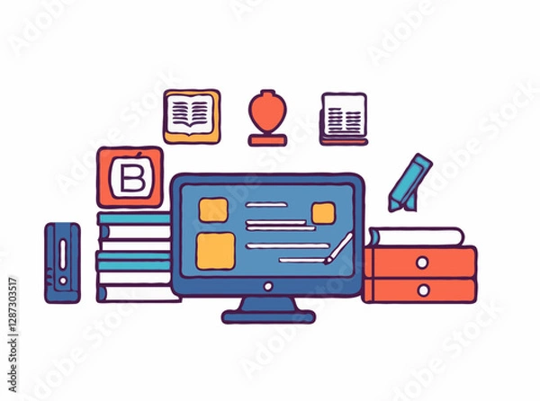 Fototapeta Educational Icons for E-Learning Platforms