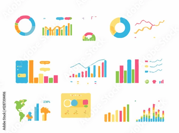 Fototapeta Colorful Educational Charts for E-Learning Resources