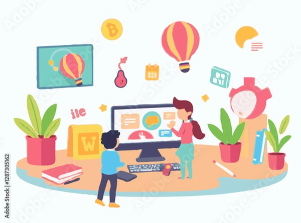 Fototapeta Vibrant Visuals for Interactive E-Learning Tools