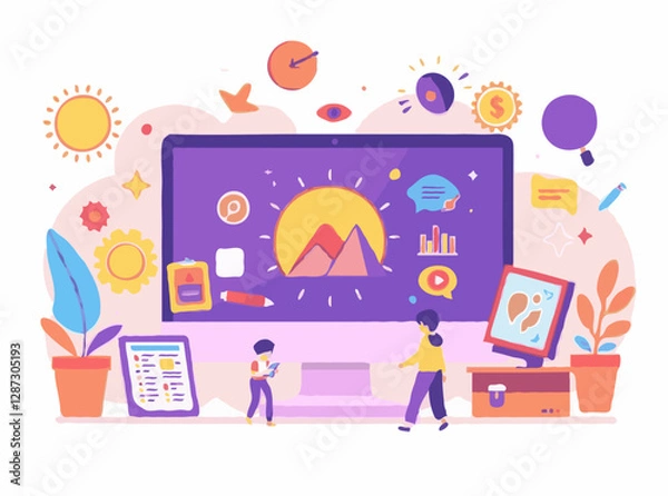 Fototapeta Vibrant Visuals for Interactive E-Learning Tools