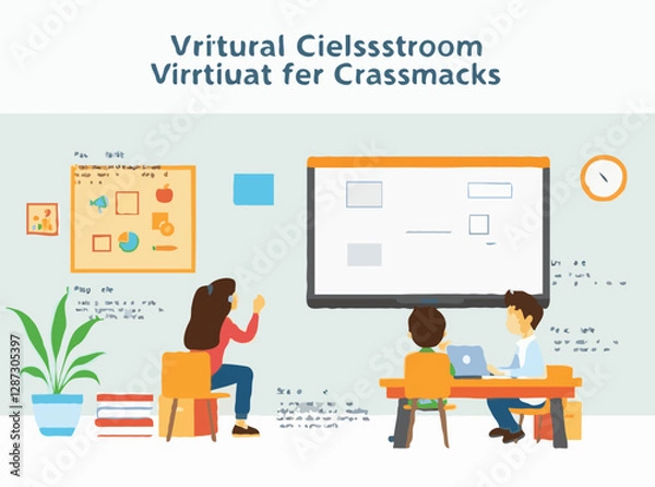 Fototapeta Informative Graphics for Virtual Classroom Activities