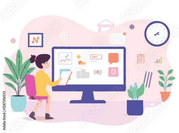 Fototapeta Captivating Educational Graphics for Virtual Lessons