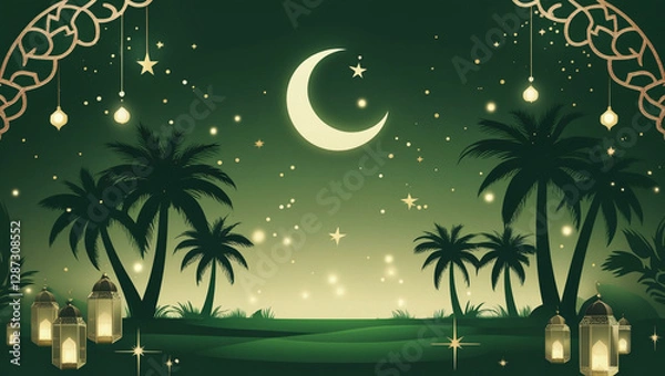 Obraz ramadan green background
