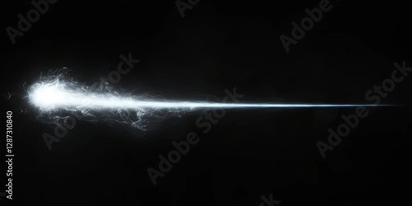 Fototapeta Glowing beam streaks dark space; design element