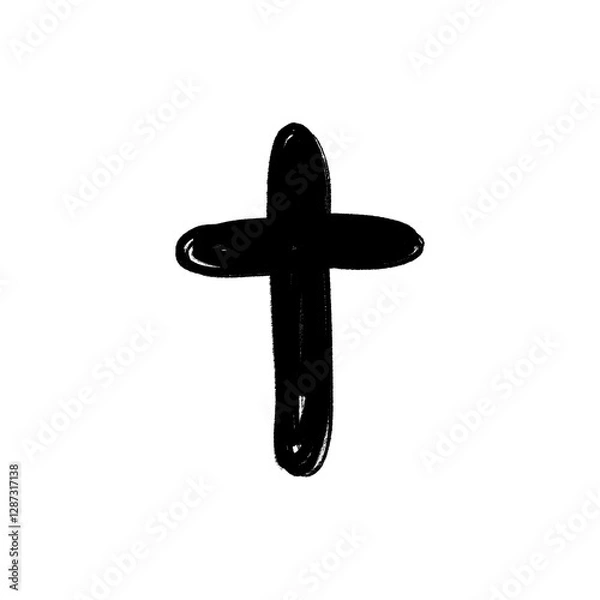 Obraz Handdrawn black cross on transparent background
