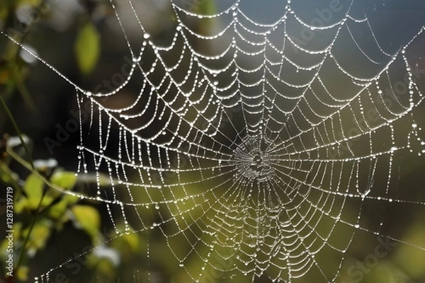 Fototapeta spider web with dew drops