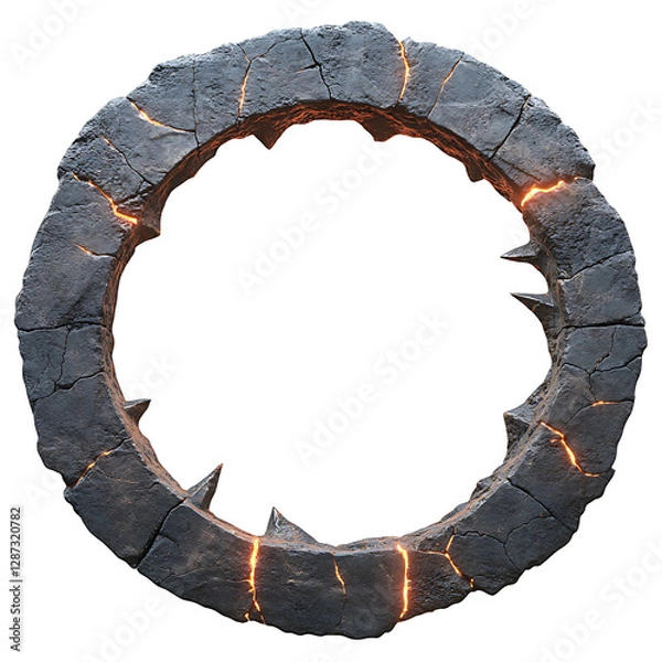 Obraz Glowing Cracked Stone Ring Frame