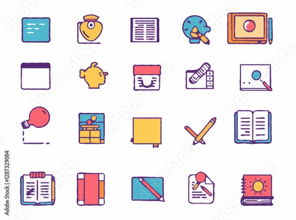 Obraz Educational Icons Set for Digital Classroom Resources