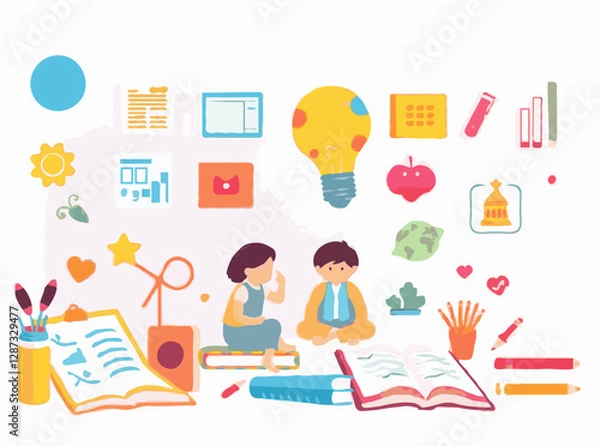 Obraz Vibrant Educational Elements for E-Learning Modules