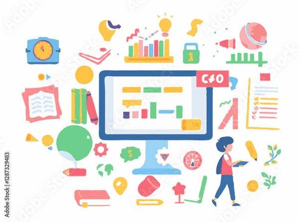 Obraz Vibrant Educational Elements for E-Learning Modules