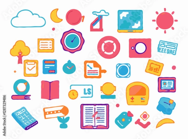 Obraz Vibrant Educational Elements for E-Learning Modules