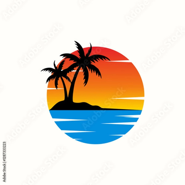 Fototapeta logo design vector abstract template illustration modern symbol simple logo ico beach